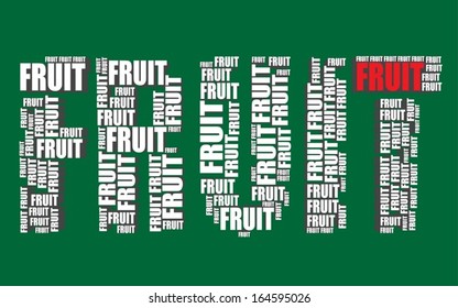 fruit typography 3d text word art vector illustration fruit word cloud