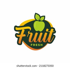 Fruit typography logo template, fruit lettering vector, fruit stamp logo