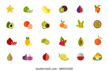 Conjunto de iconos de variedad de frutas