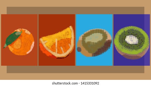 Fruit for various drinks. Cover Design template for the decoration presentation, brochure, catalog, poster, book, magazine etc. Vector Illustration.