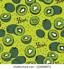 Fruit vector abstract hand drawn illustration pattern with kiwi