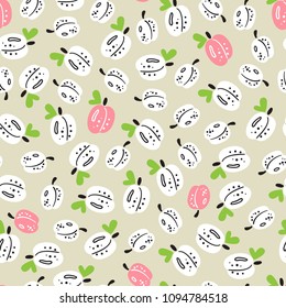 Fruit Vector Background with Plum. Abstract Seamless Pattern with Plums. Colorful Fruits Wallpaper. Healthy Summer Food Background