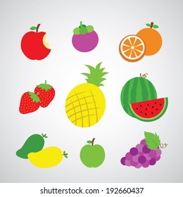 Fruit vector cartoon on gray background 
