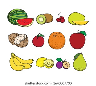 Obstkollektion mit Vektorillustration