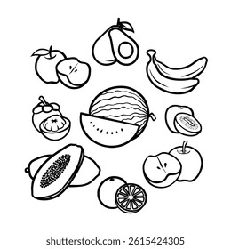 fruit vector color doodle line art