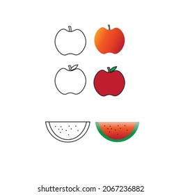 Fruit Vector with Color for Kid Drawing Book 
