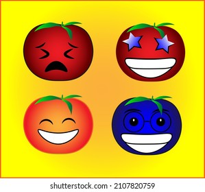 fruit vector design with various simple and colorful faces