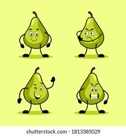 Fruit vector with emoticon. Alvocado vector with cute emoticon. Food vector with emoticon. Kawaii japan emoticon. set of fruits. Alvocado