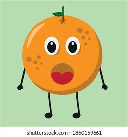 Dibujo gráfico vectorial de frutas caricatura de naranja de choque. Ilustración naranja para libros para niños, camiseta de impresión, icono y material de diseño