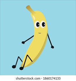 Fruit Vector Grafik Cartoon Charakter der Banane. Bananengrafik für Kinder, Bücher, T-Shirt-Druck, Ikone und Design-Material