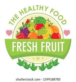 Fruit Vector icon or Background with colorful flat design, Fresh and healthy concept, stylish, cute and trendy design