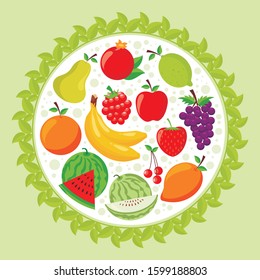 Fruit Vector icon or Background with colorful flat design, Fresh and healthy concept, stylish, cute and trendy design