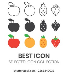 fruit vector icon set collection