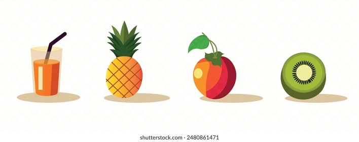 Iconos de vector de fruta. Diseño colorido del símbolo de la comida fresca y saludable.