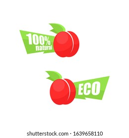Fruit vector isolated ecology illustration, 100% natural badge.