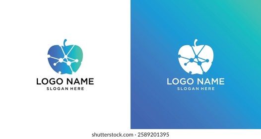 fruit vector logo with colorful technology concept