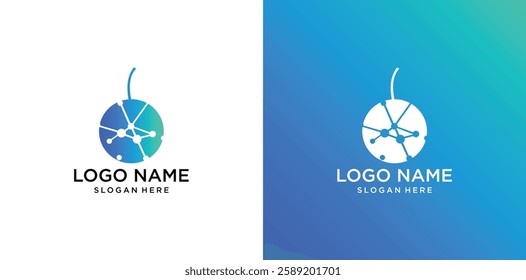 fruit vector logo with colorful technology concept