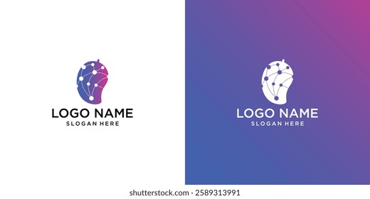 fruit vector logo with colorful technology concept