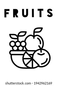 fruit vector on black and white background