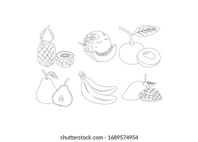 Paket mit einer Vektorillustration von Obst und Gemüse - Übersicht über das Design