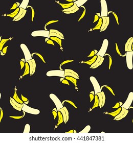 Fruit  vector pattern. Colorful background with bananas. Seamless fruit texture