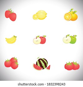 Fruit vector set icon illustration