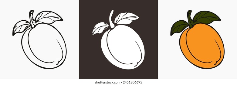 Fruit vector silhouette, food illustration.