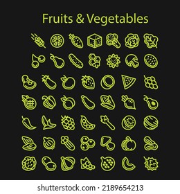 Frutas y vegetales con color editable