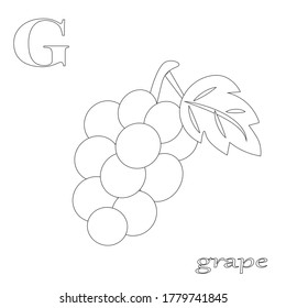  fruit  and vegetable alphabet coloring book illustration