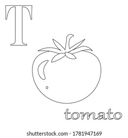 fruit and vegetable alphabet coloring book illustration	