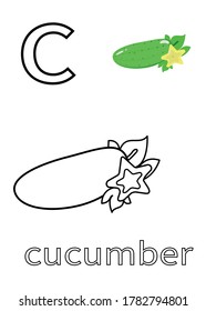Malbuch-Illustration von Obst und Gemüse, Gurke