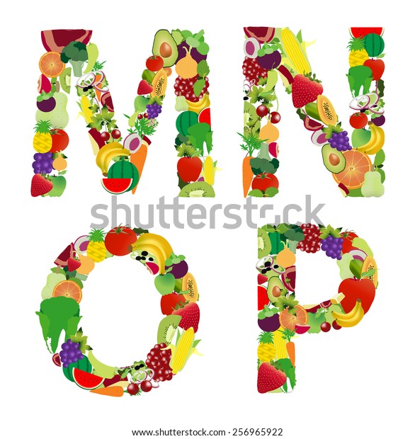 Fruit Vegetable Alphabet Letter M N Stock Vector (Royalty Free) 256965922