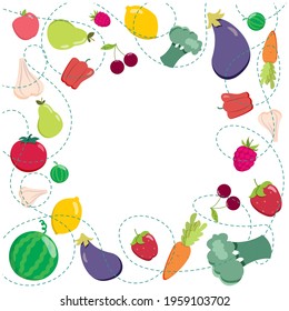 
Fruit and vegetable background. Vector illustration. Healthy food concept
