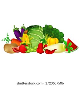 Fruit Vegetable Collection Cartoon Set