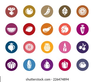 Fruit And Vegetable Color Icons