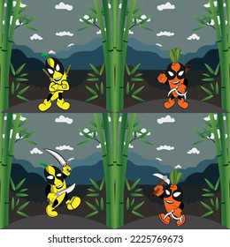 Obst- und Gemüsedesign und Kriegs-Ninja für Design