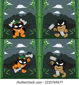 Fruit and vegetable design and war ninja for design