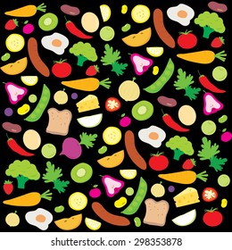 Fruit Vegetable Healthy Food Cook Ingredient Nutrient cute cartoon vector