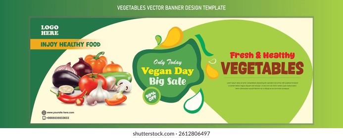 Fruit and vegetable horizontal banner banner template