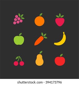 Fruit and vegetable icon collection.
