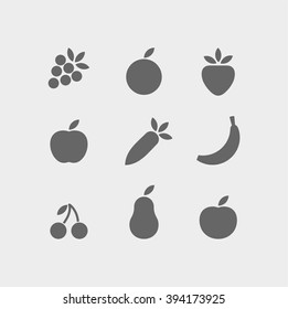 Fruit and vegetable icon collection.