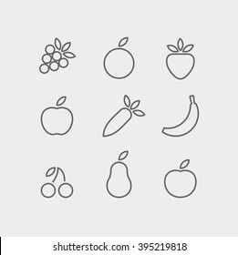 Fruit and vegetable icon collection.