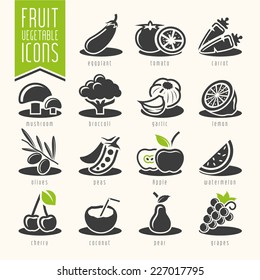 Fruit And Vegetable Icon Set