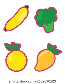 Fruit and vegetable icon set