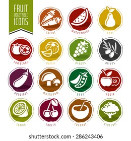 Fruit and Vegetable Icon Set 