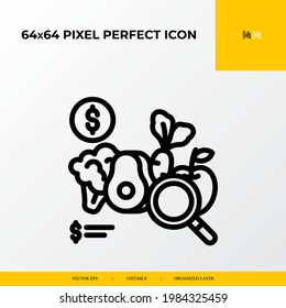 fruit and vegetable icon.E-commerce Related Vector Line Icons.64x64 pixel perfect icons
