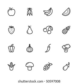 Fruit Vegetable Icons Lines Have Not Stock Vector (Royalty Free ...