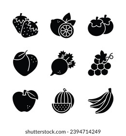 Fruit and vegetable icons set in modern style, ready to use vector