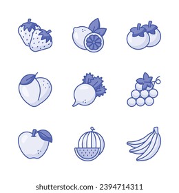 Fruit and vegetable icons set in modern style, ready to use vector