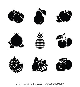 Fruit and vegetable icons set in trendy style, ready to use in web, mobile apps